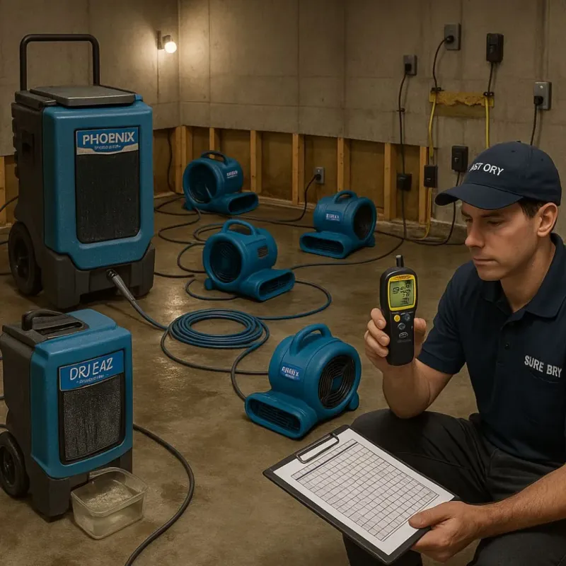 Structural Drying and Dehumidification process in De Witt, IA